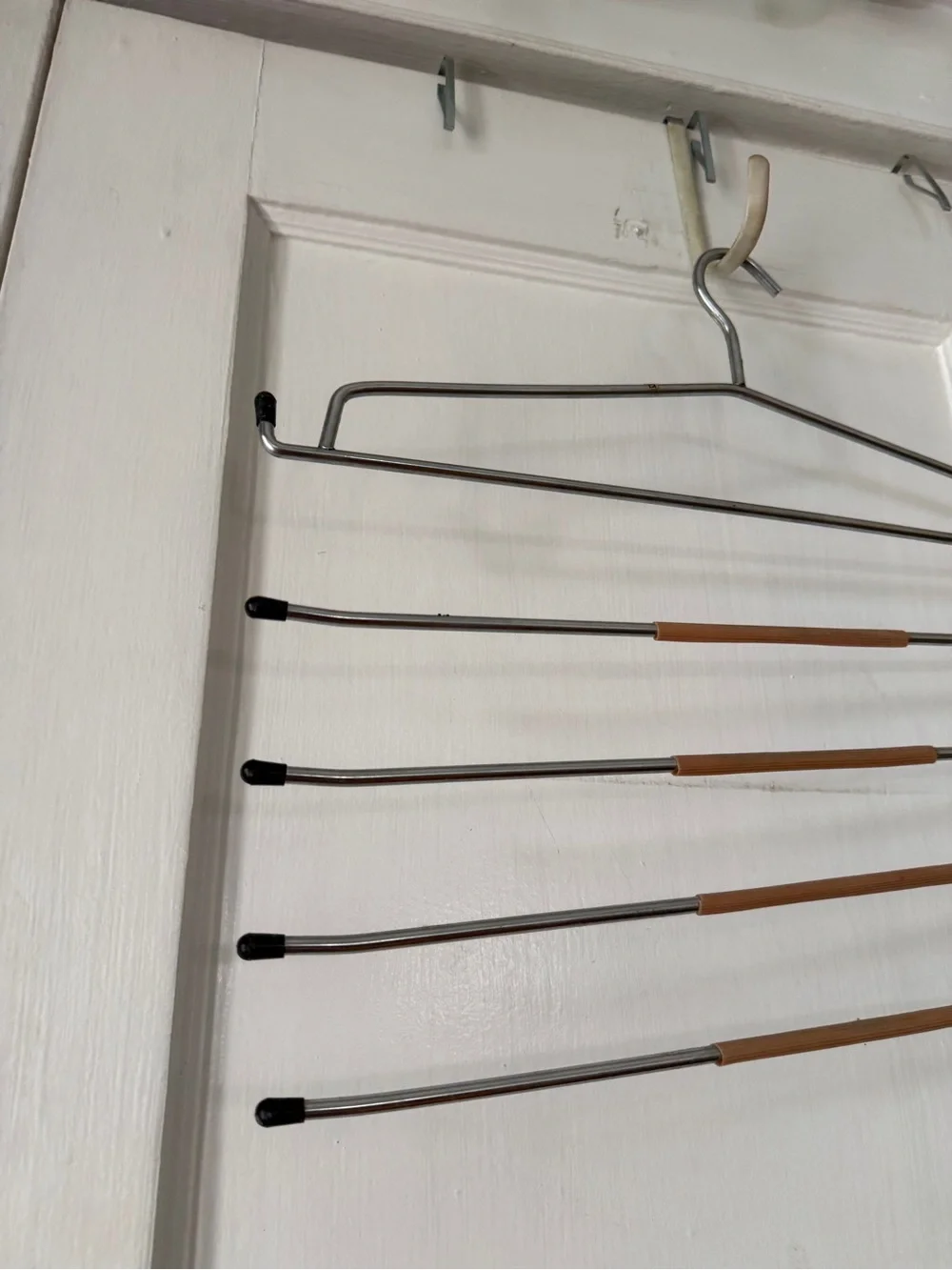 Multi-Tier Metal Pants Hanger with Brown Grip Bars - Home Storage & Organization